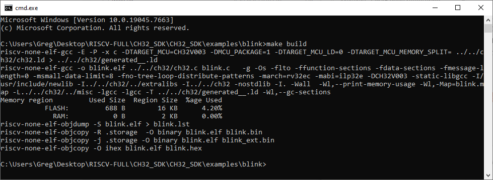 make build compiling blink.c from the command line